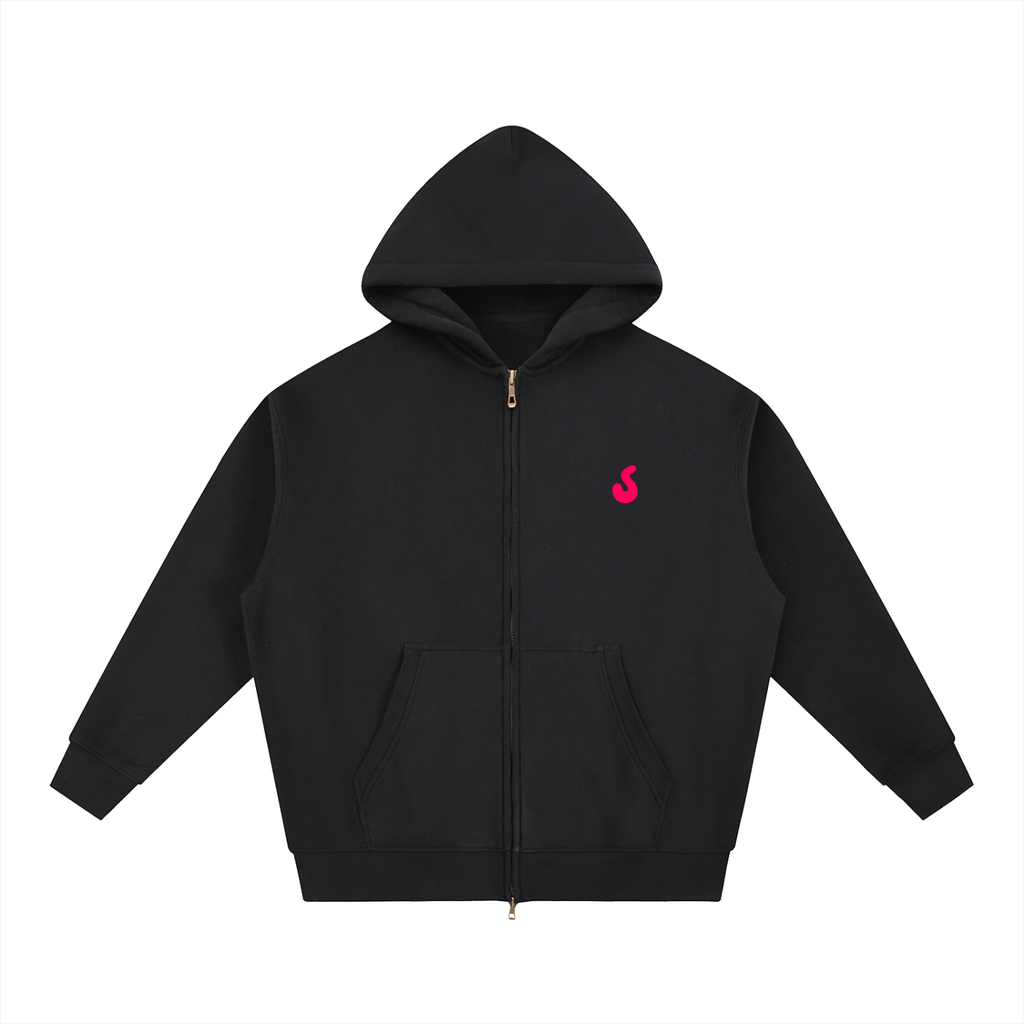 Shuffle's Oversized Boxy Hoodie - Black & Pink